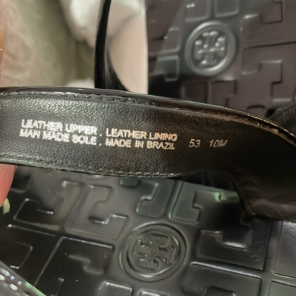 Tory Burch Thora Patent Leather Thong Sandal Black Sz 10 - Picture 6 of 7